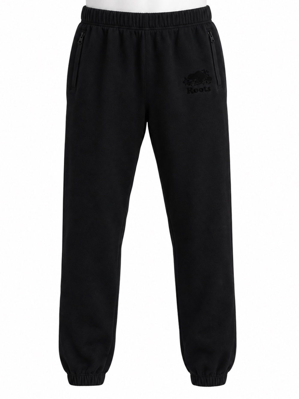 Size XS Roots Men’s Organic Original Sweatpant Black Fleece Joggers